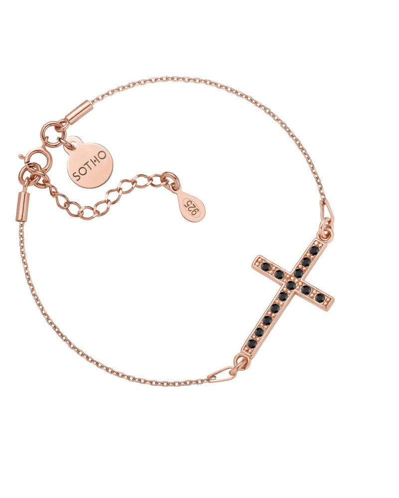 Bransoletka Z Różowego Złota Z Krzyżem Wysadzanym Swarovski® Crystal