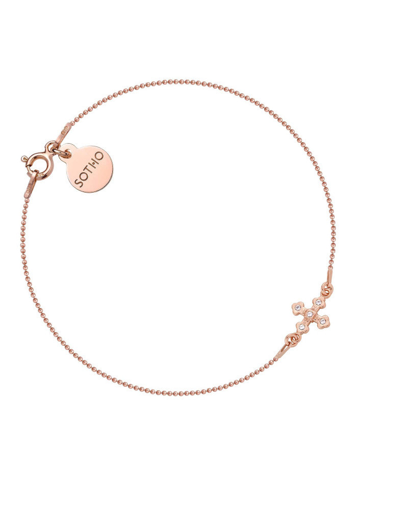 Bransoletka Z Różowego Złota Z Krzyżykiem Wysadzanym Swarovski® Crystal