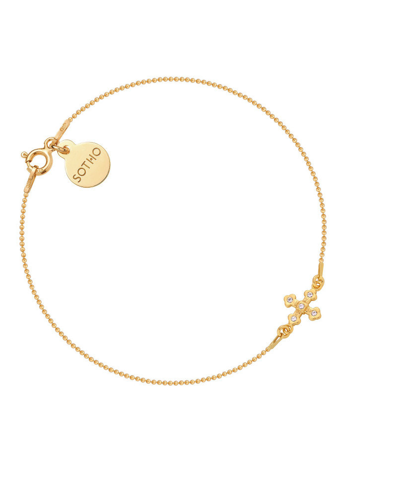 Złota Bransoletka Z Krzyżykiem Wysadzanym Swarovski® Crystal