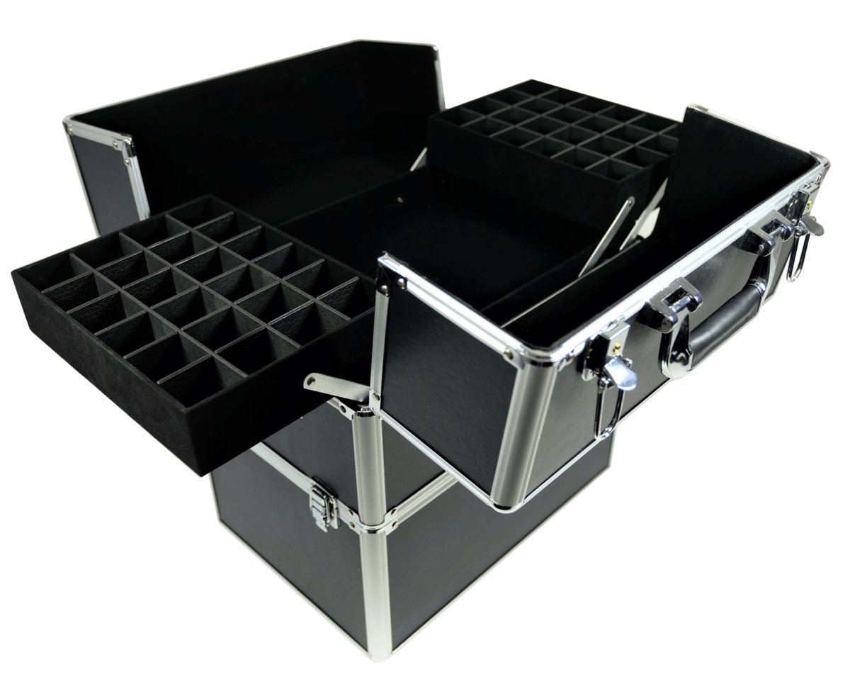 Kuferek kosmetyczny XXL DUŻY 3 poziomy CZARNY