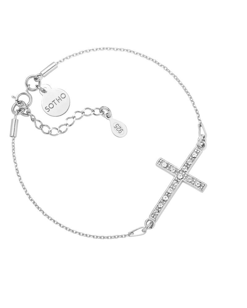 Srebrna bransoletka z krzyżem wysadzanym SWAROVSKI® CRYSTAL