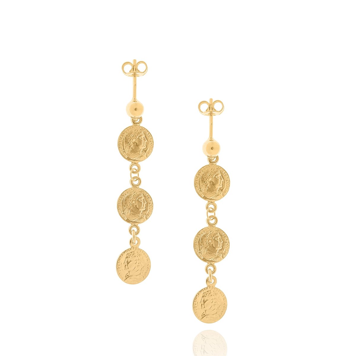 Kolczyki srebrne pozłacane z monetami