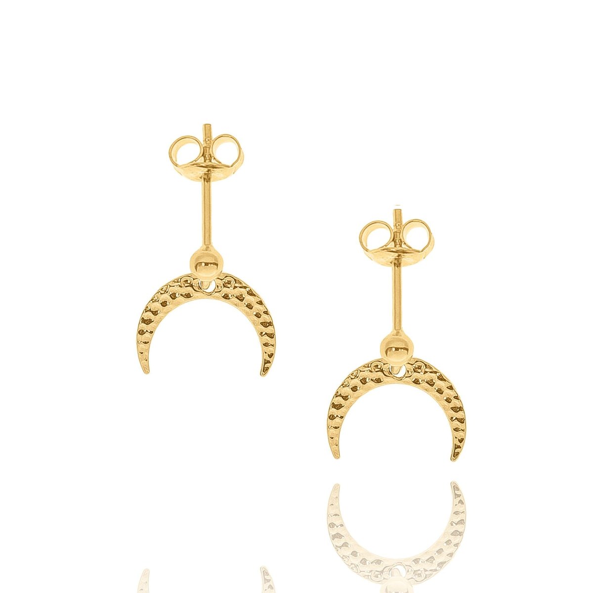 Kolczyki srebrne pozłacane z młotkowanymi księżycami