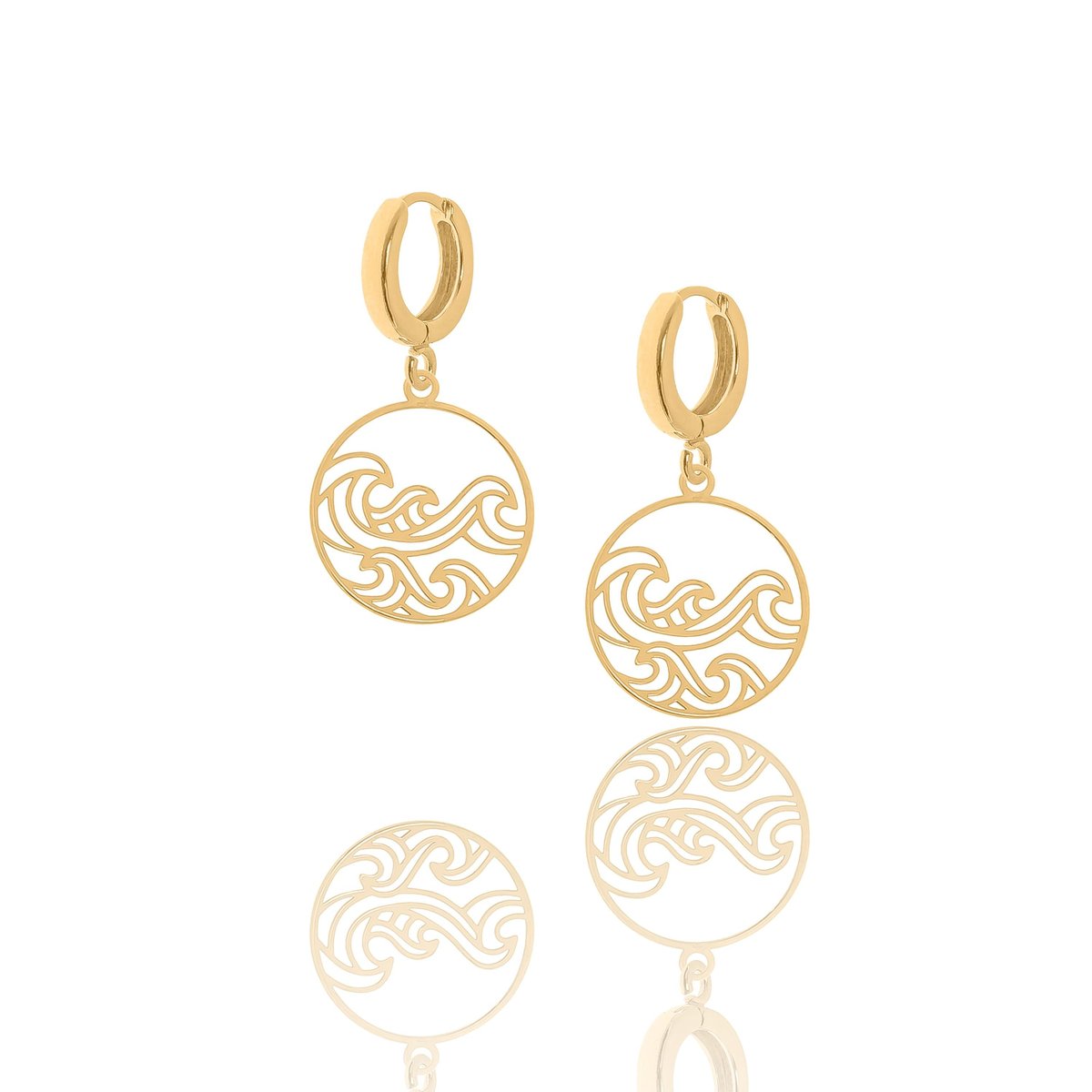 Kolczyki srebrne pozłacane z ażurowymi falami