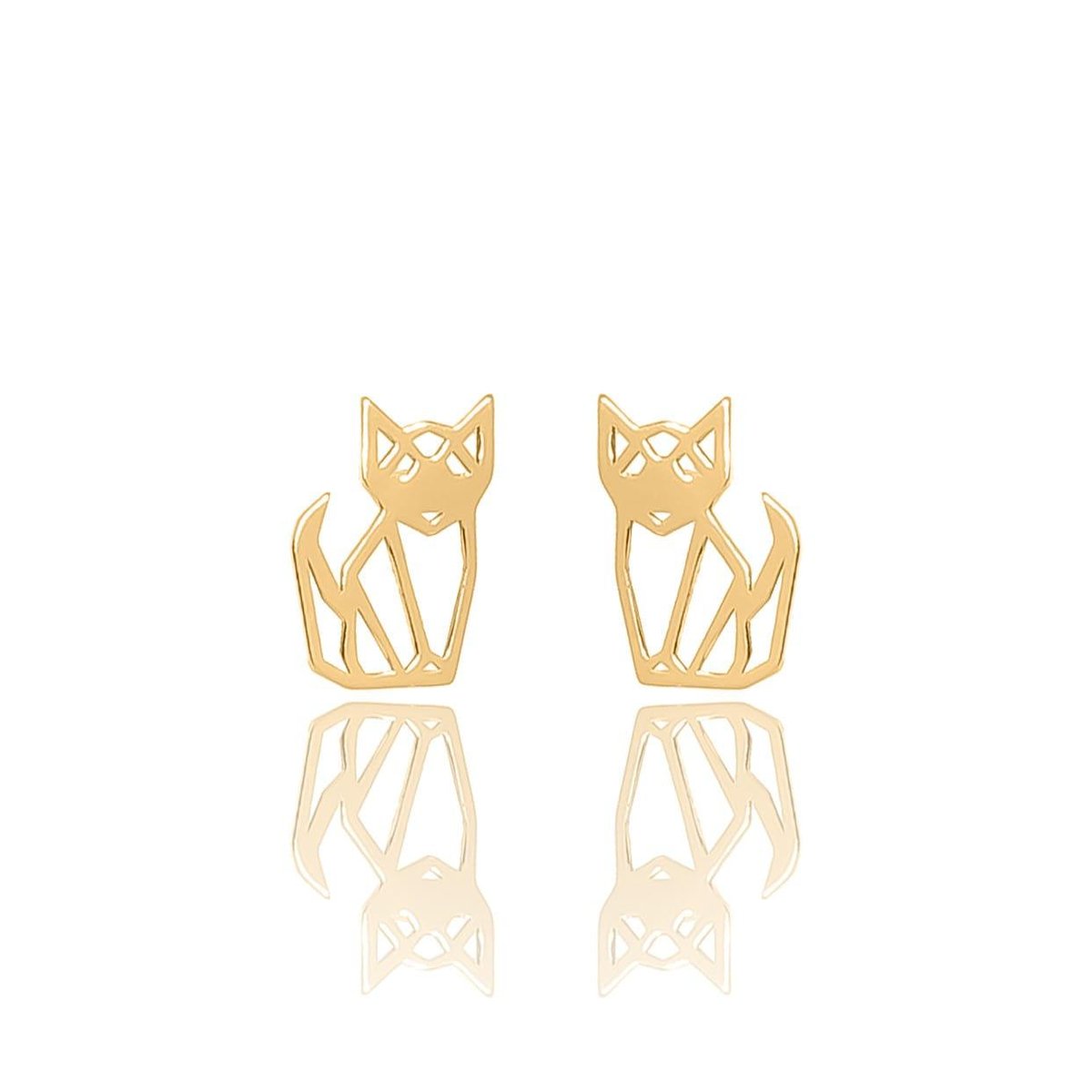 Kolczyki srebrne pozłacane lisy / koty origami