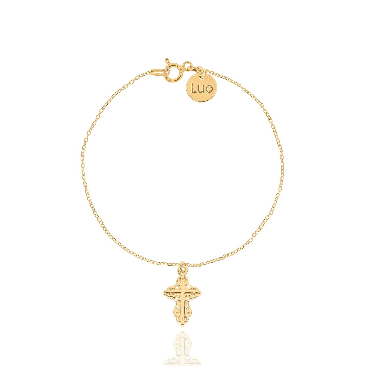 Bransoletka srebrna pozłacana z odlewanym krzyżem