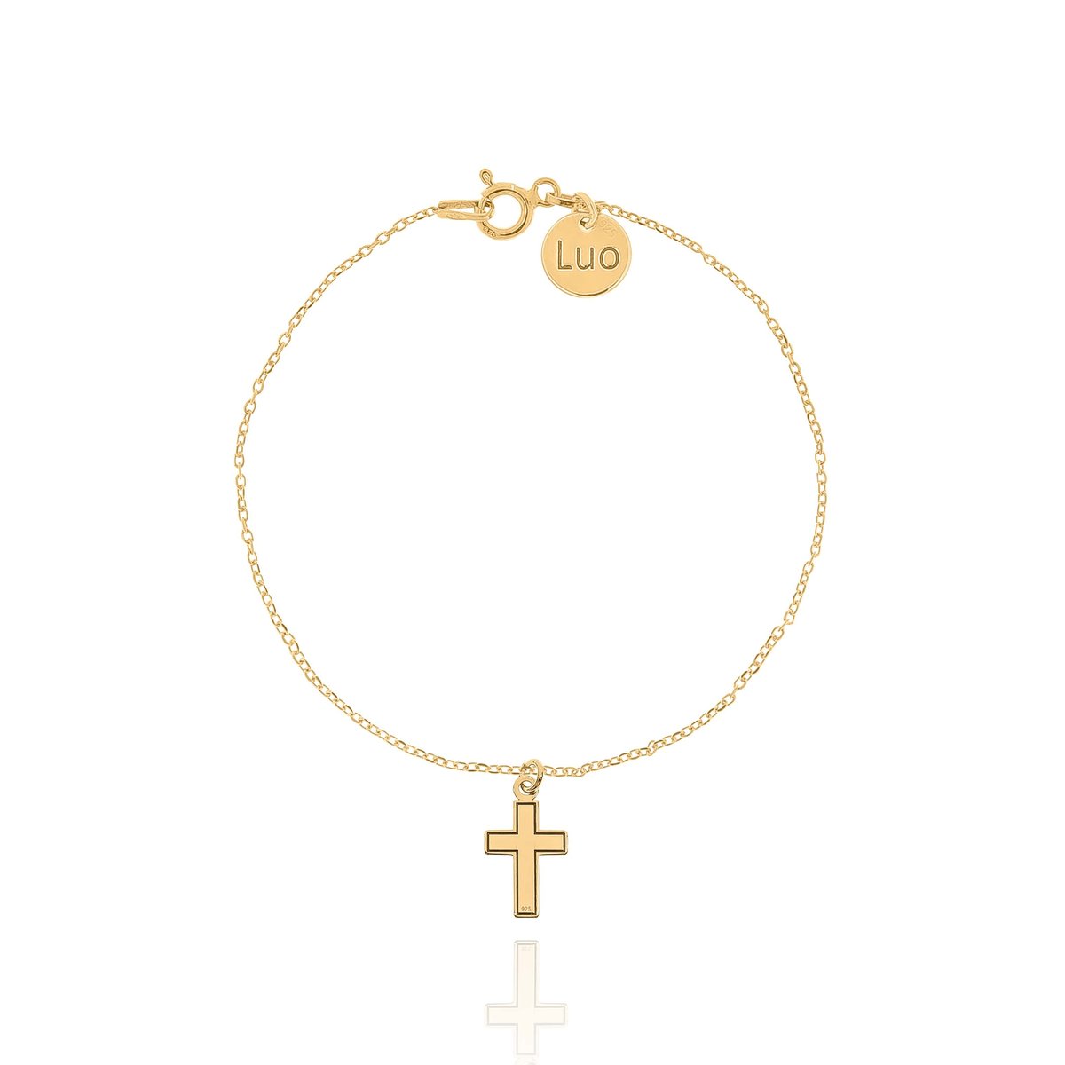 Bransoletka srebrna pozłacana z grawerowanym krzyżem