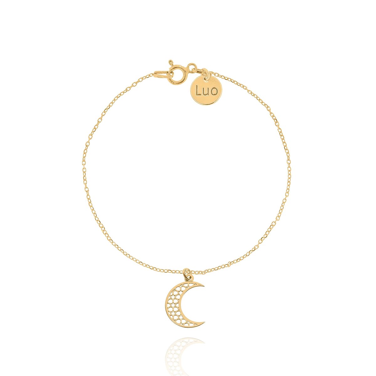 Bransoletka srebrna pozłacana z ażurowym księżycem