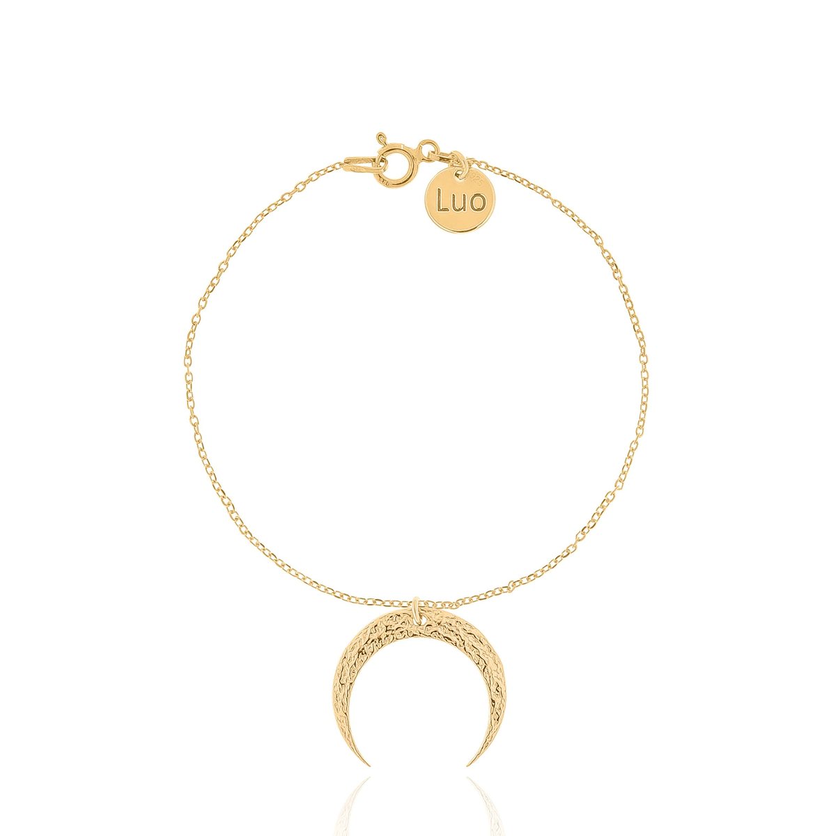 Bransoletka srebrna pozłacana z dużym młotkowanym księżycem