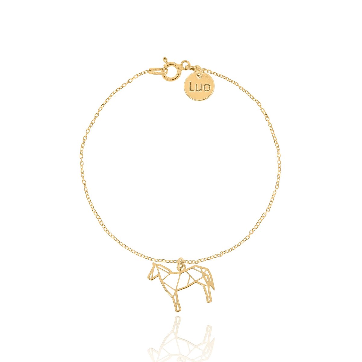 Bransoletka srebrna pozłacana z koniem origami