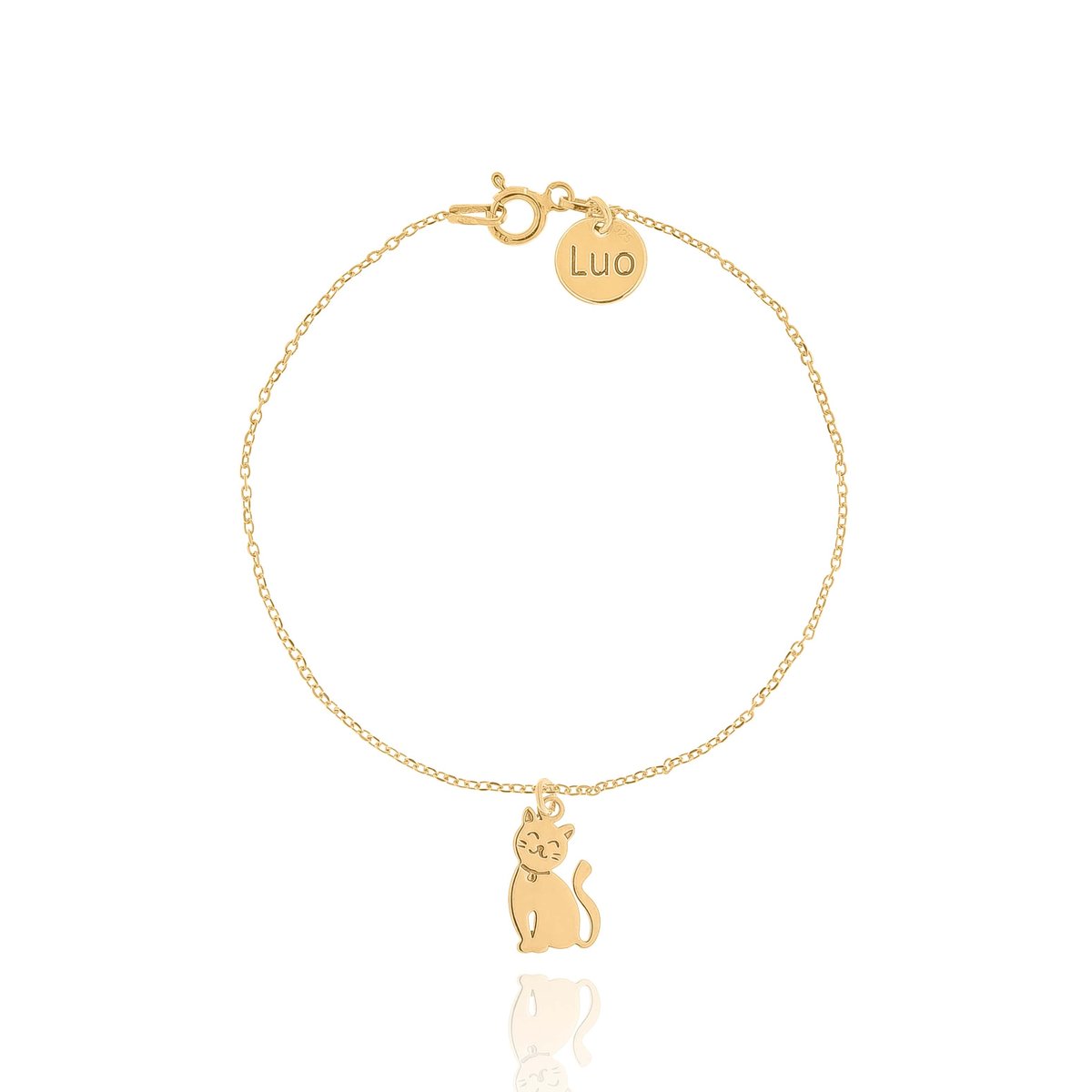 Bransoletka srebrna pozłacana z kotkiem