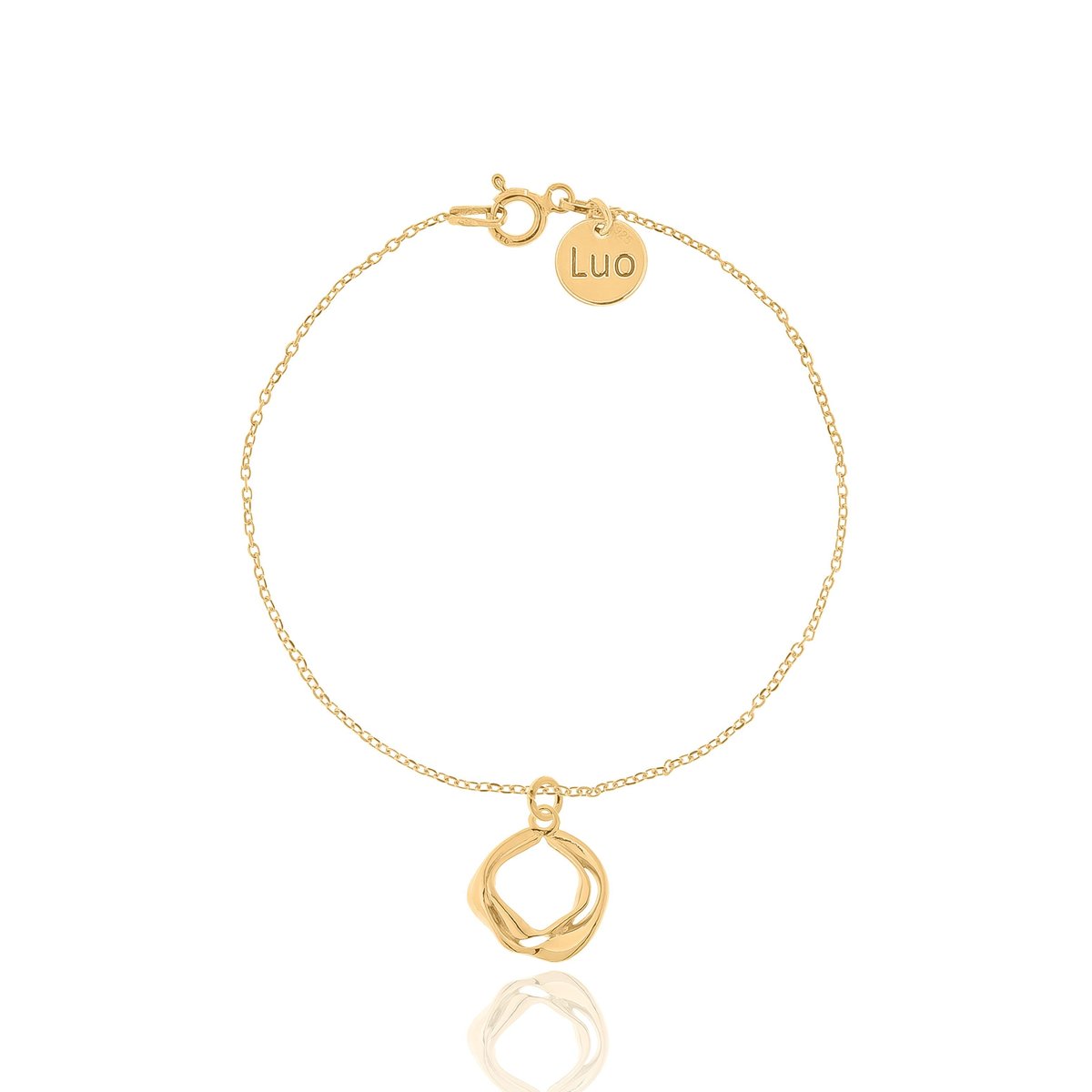 Bransoletka srebrna pozłacana z giętym kółeczkiem