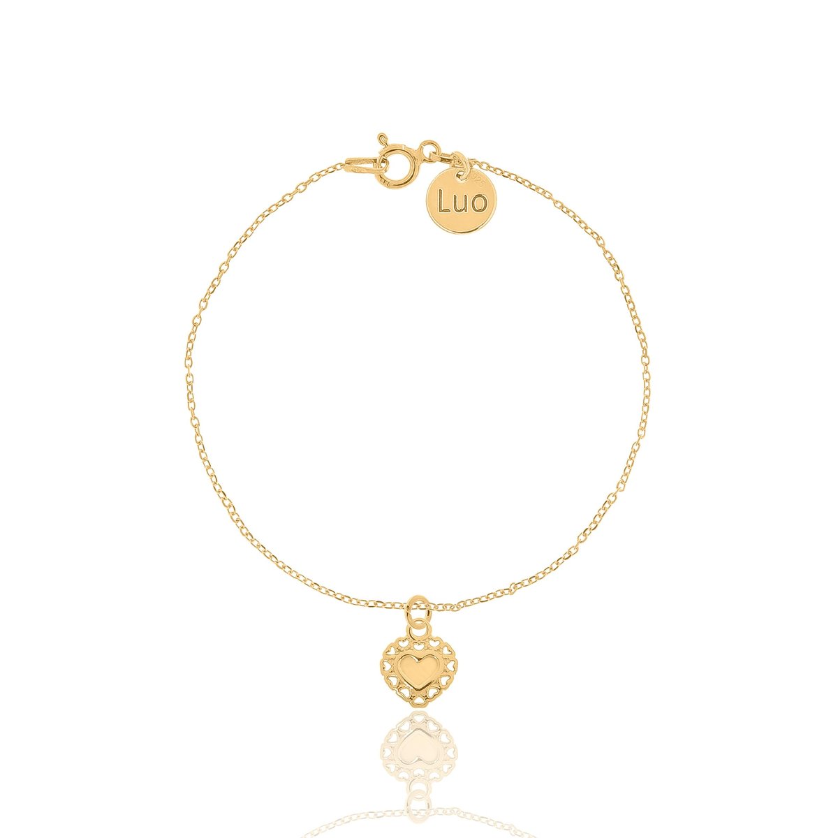 Bransoletka srebrna pozłacana z ozdobnym sercem