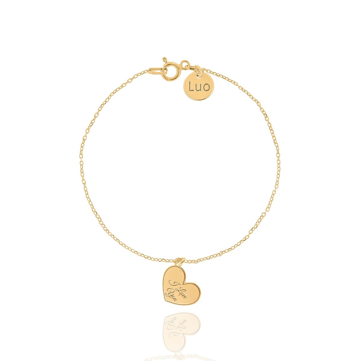 Bransoletka srebrna pozłacana z sercem