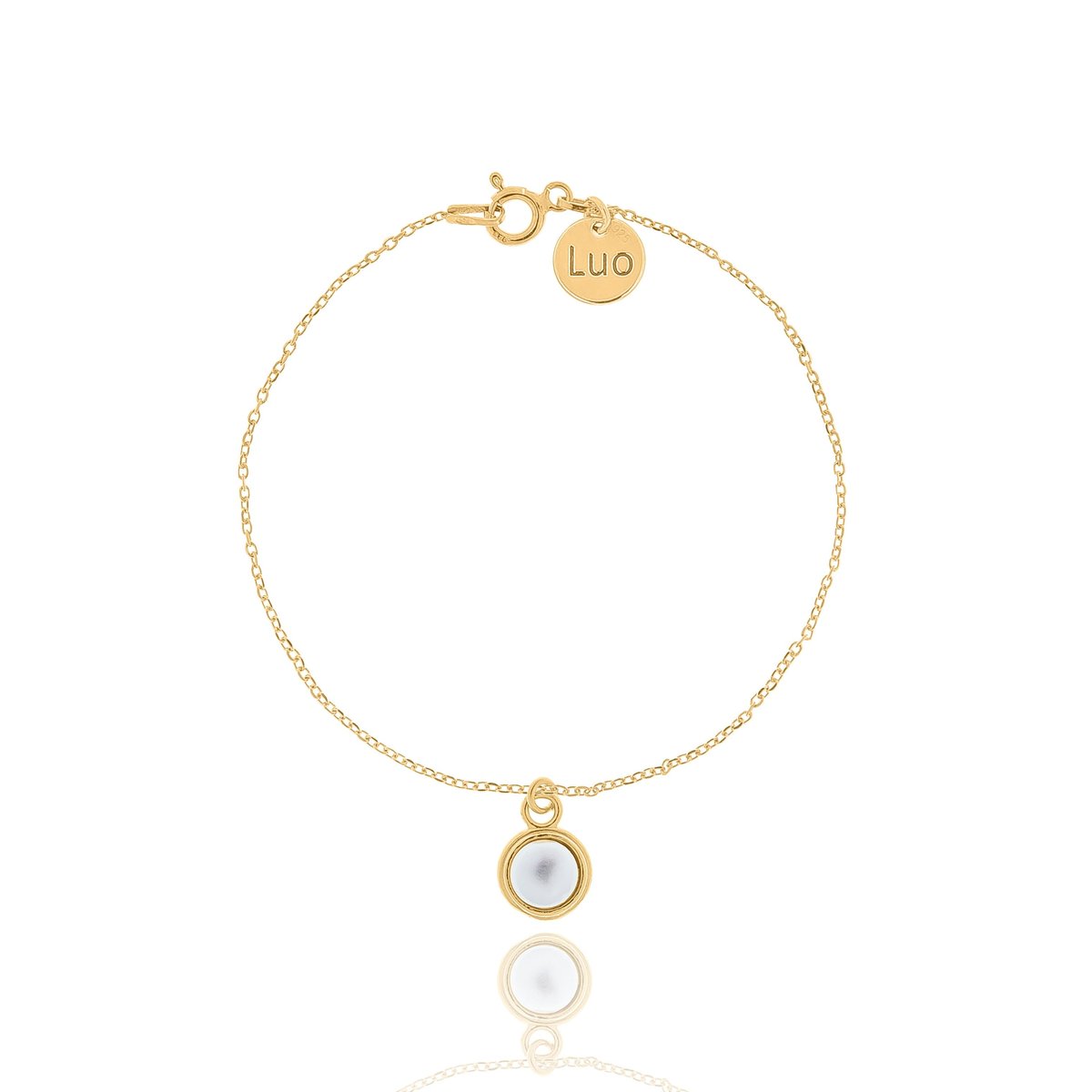 Bransoletka srebrna pozłacana z zawieszką z perłą Preciosa