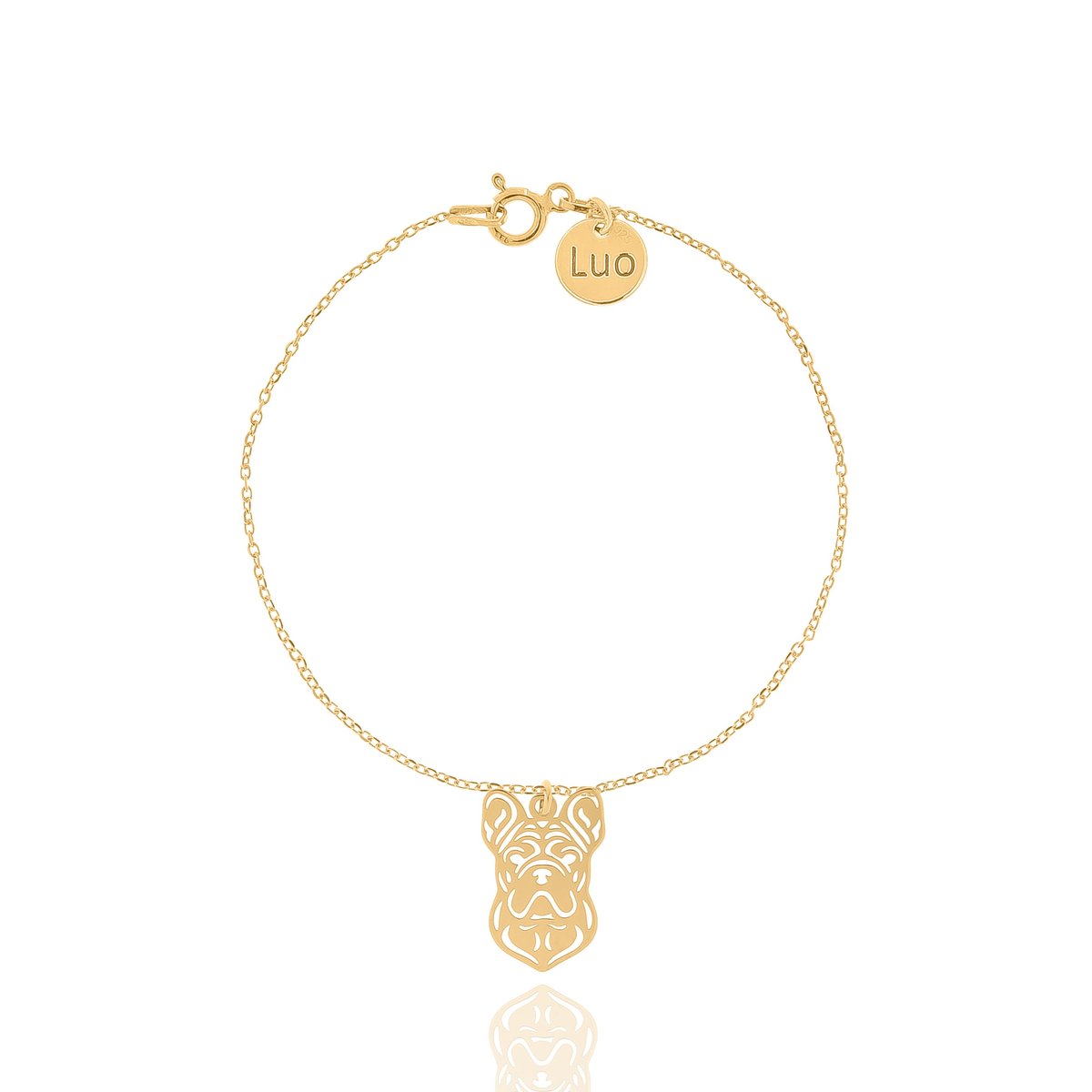 Bransoletka srebrna pozłacana z psem Buldogiem Francuskim