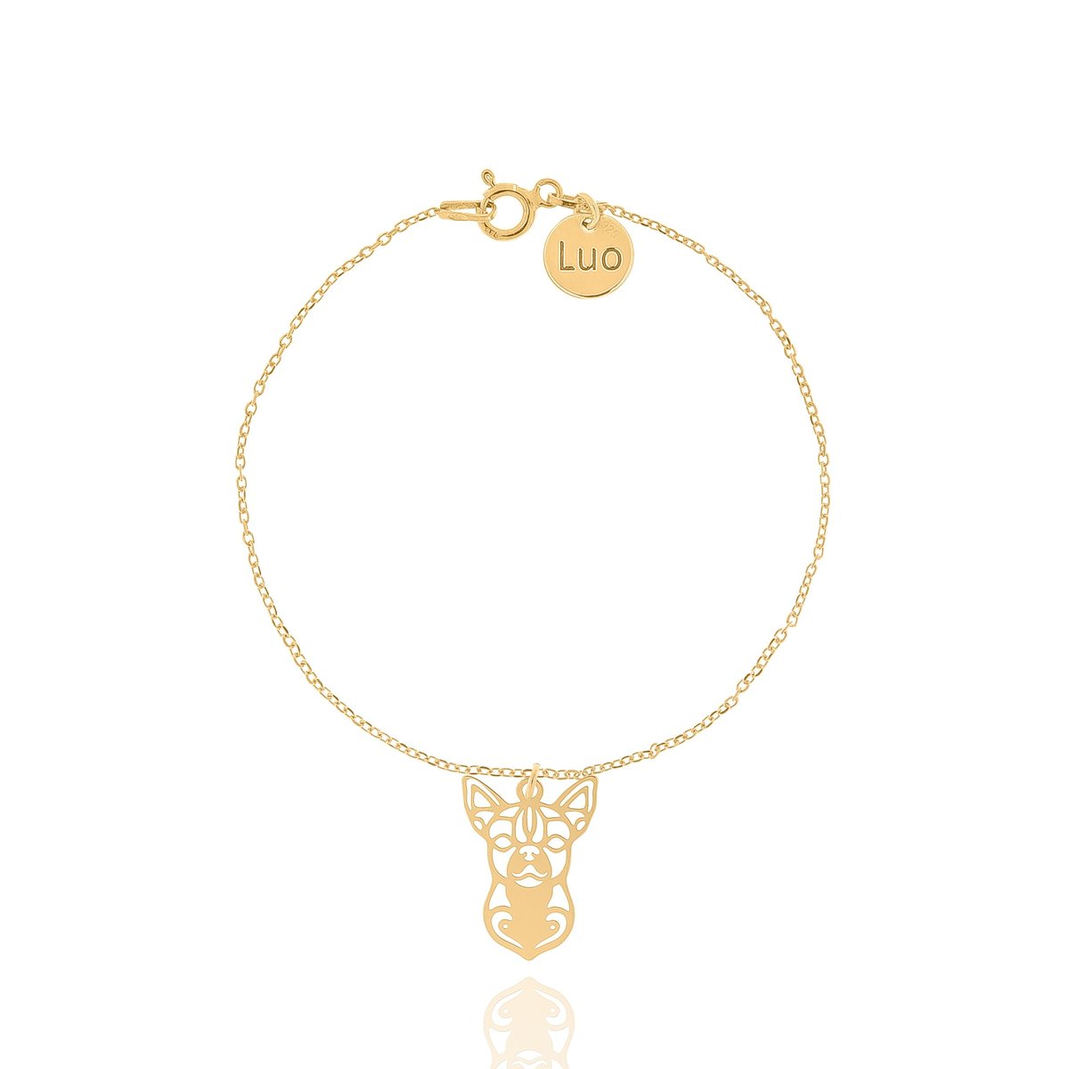 Bransoletka srebrna pozłacana z psem Chihuahua