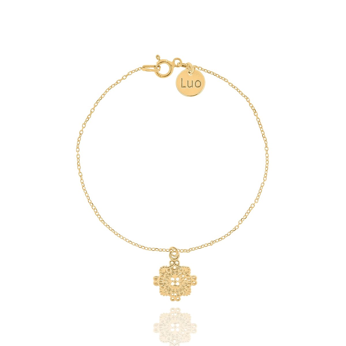 Bransoletka srebrna pozłacana z rozetką