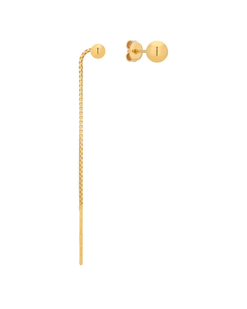 Złote asymetryczne kolczyki z kuleczką