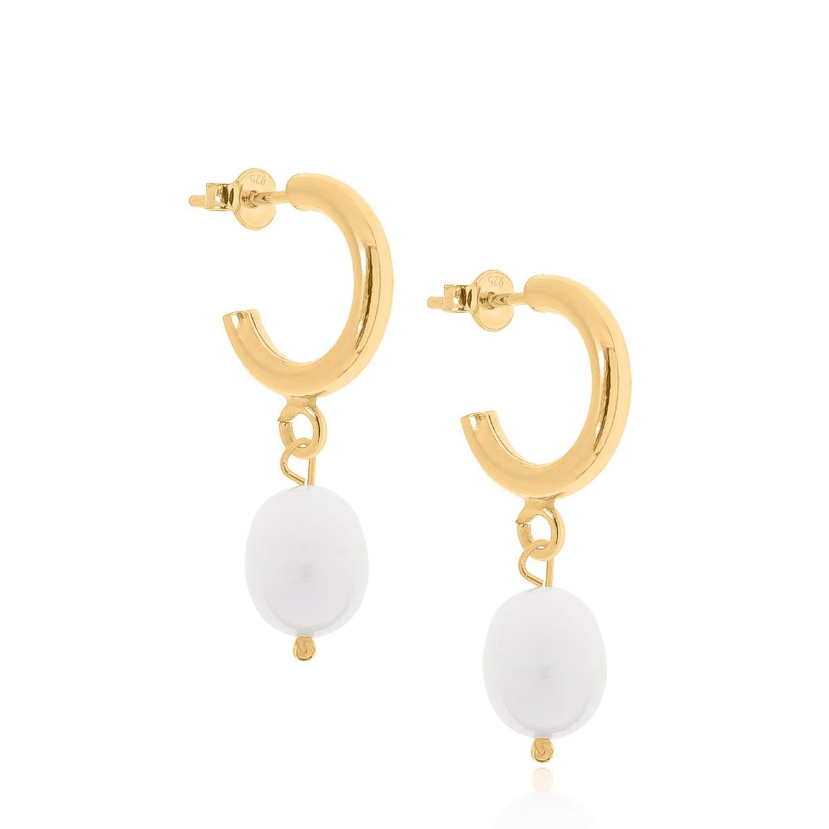 Kolczyki srebrne pozłacane z naturalnymi perłami