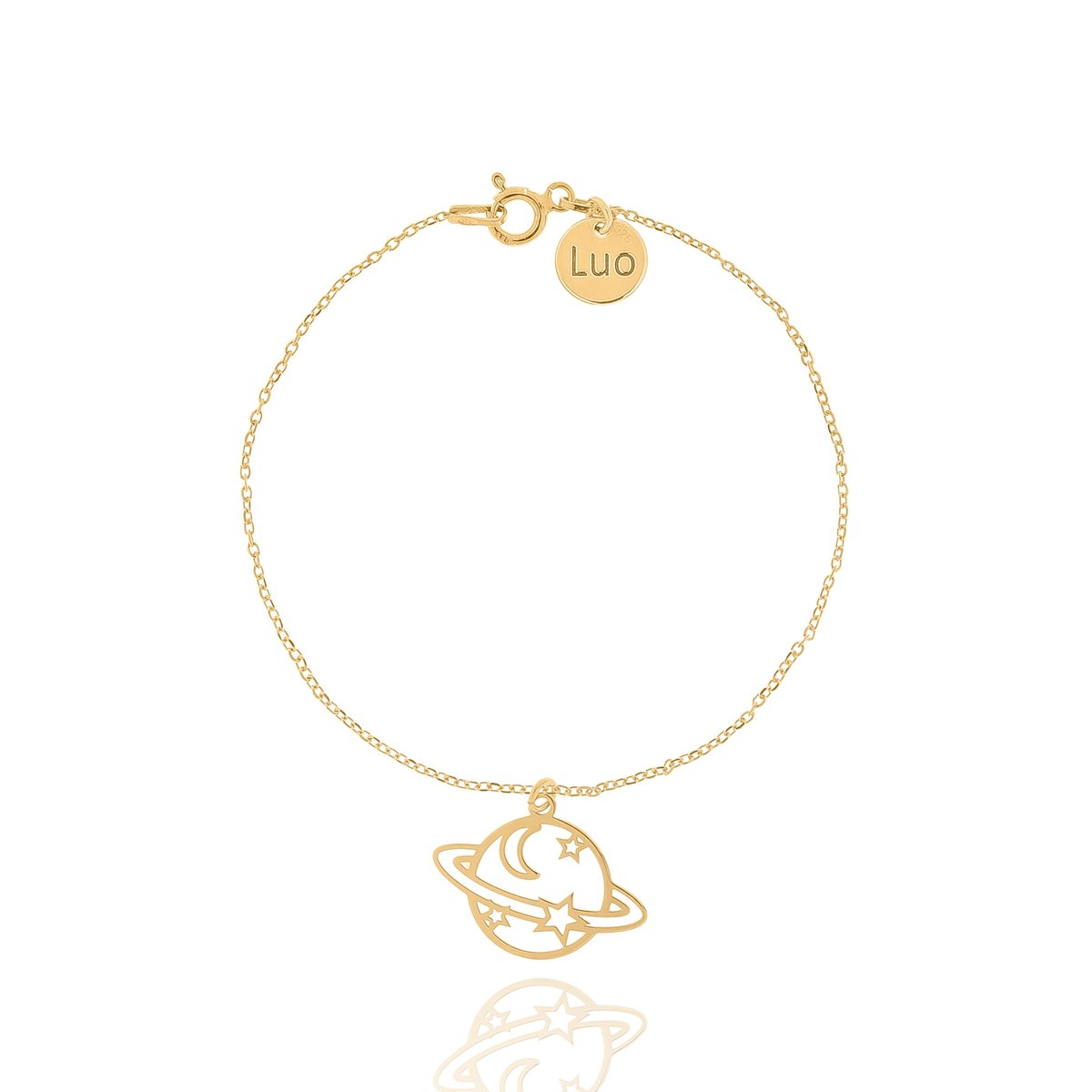 Bransoletka srebrna pozłacana z ażurową planetą