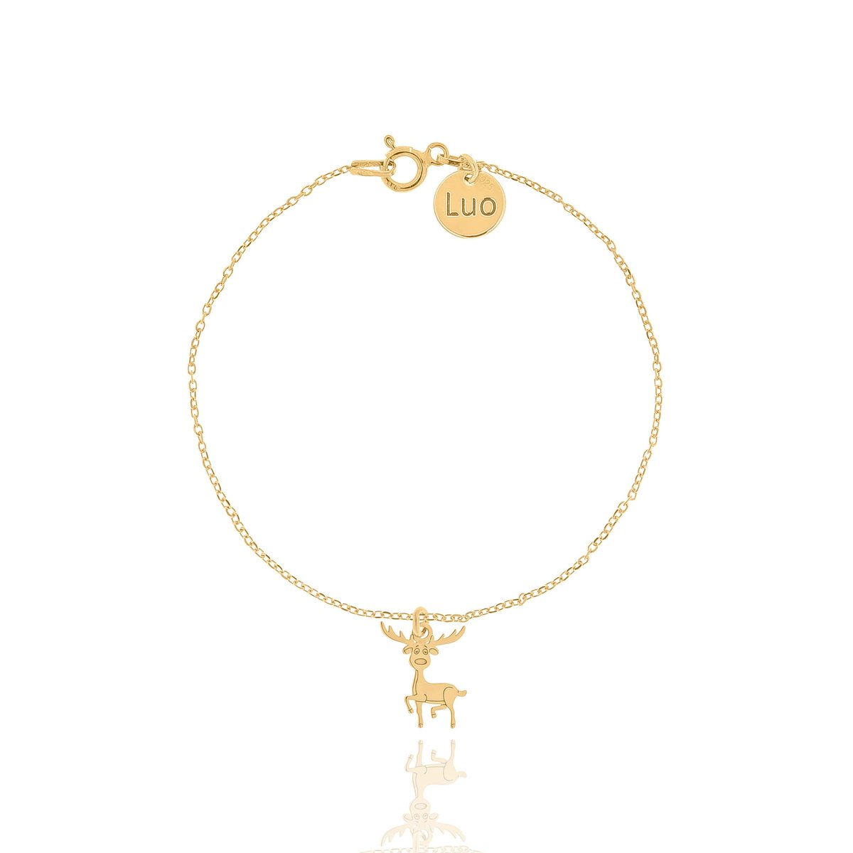 Bransoletka srebrna pozłacana z reniferem