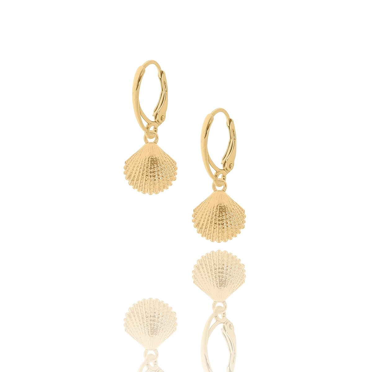 Kolczyki srebrne pozłacane z odlewanymi muszelkami