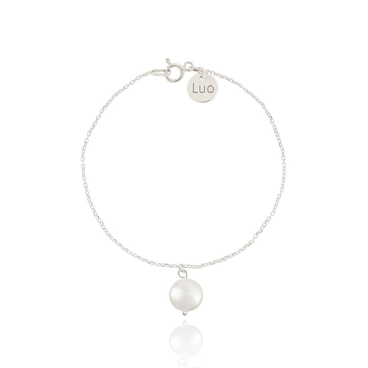 Bransoletka srebrna z naturalną perłą monetką