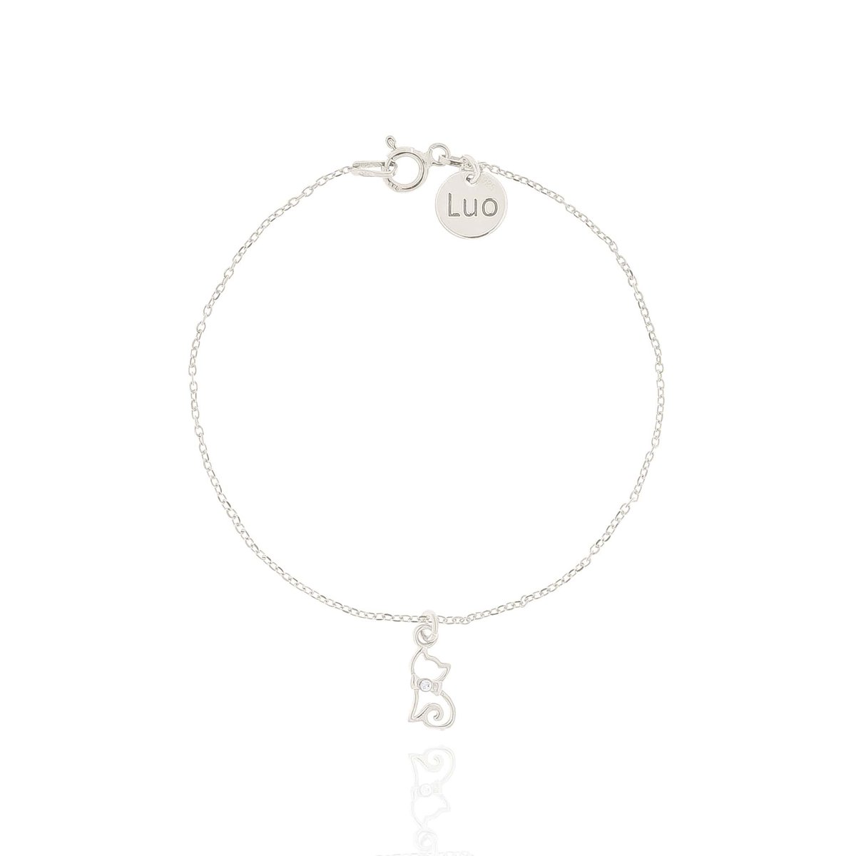 Bransoletka srebrna z kotkiem i kryształkiem