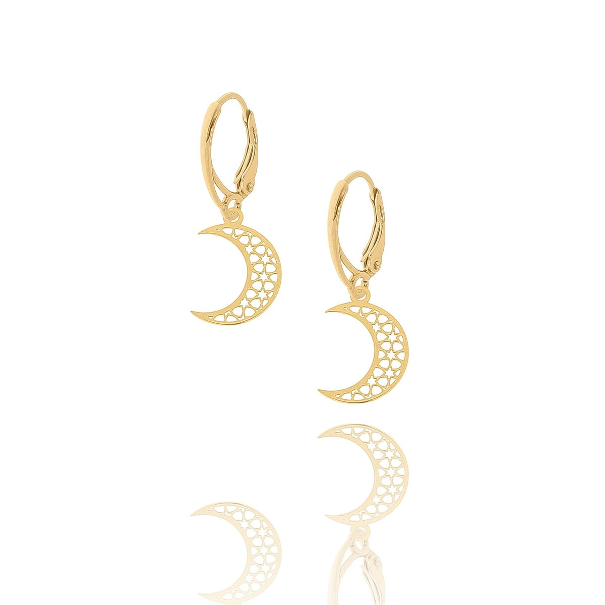 Kolczyki srebrne pozłacane z ażurowymi księżycami