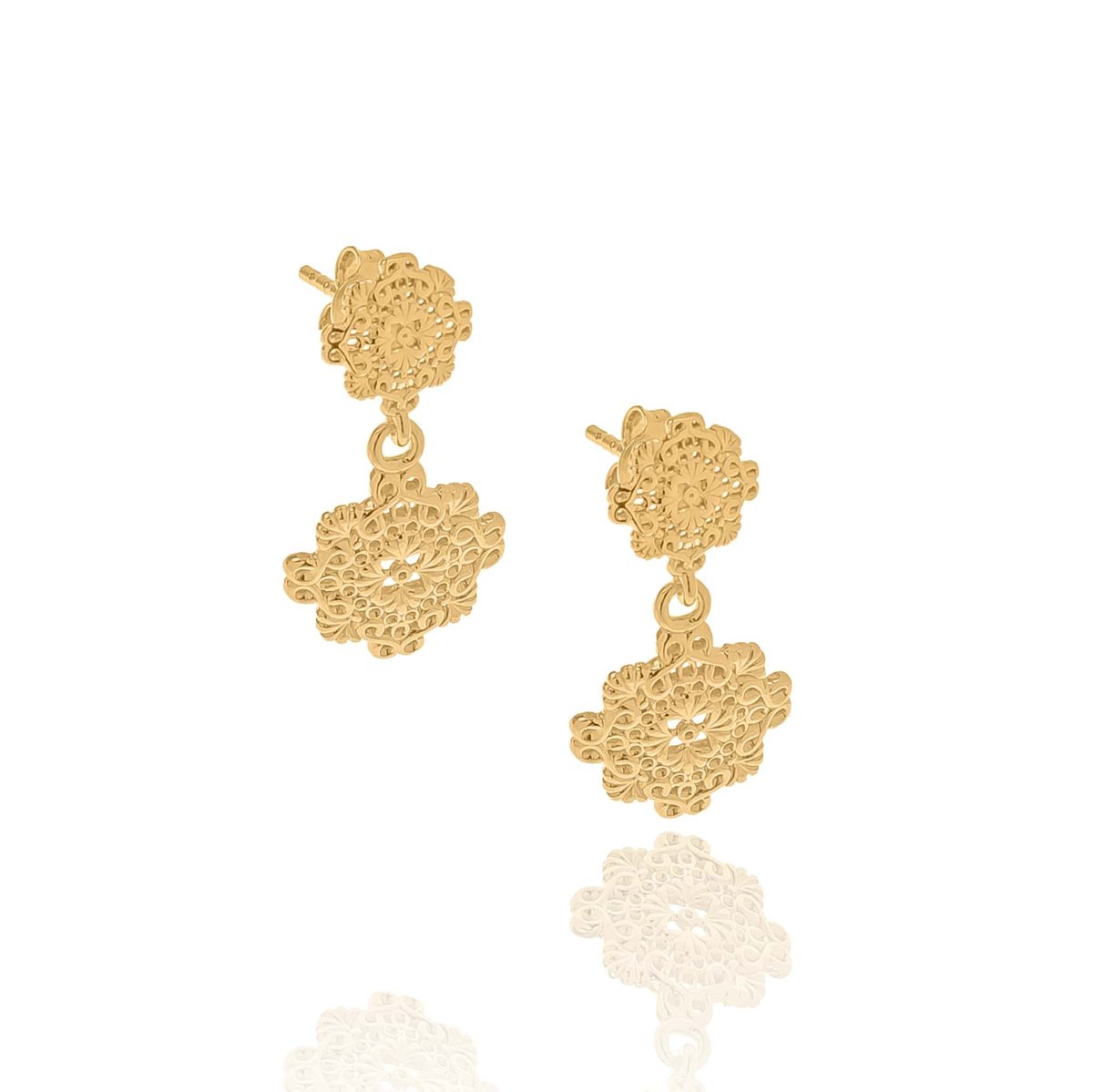 Kolczyki srebrne pozłacane z rozetkami