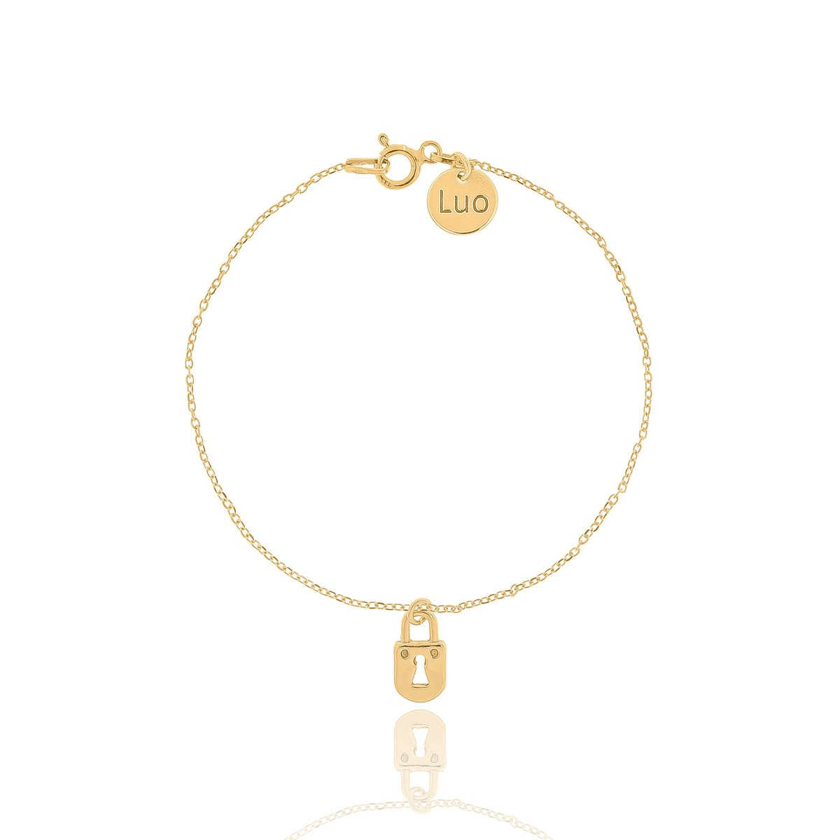 Bransoletka srebrna pozłacana z kłódką