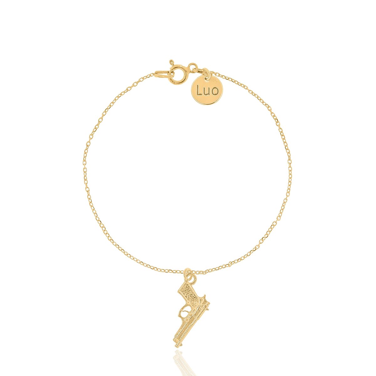 Bransoletka srebrna pozłacana z pistoletem