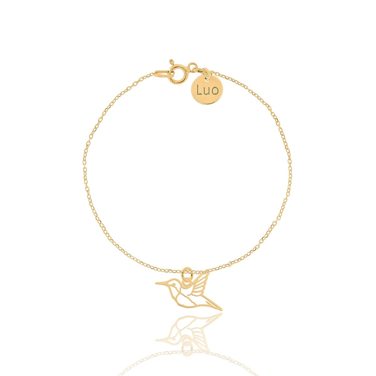 Bransoletka srebrna pozłacana z kolibrem