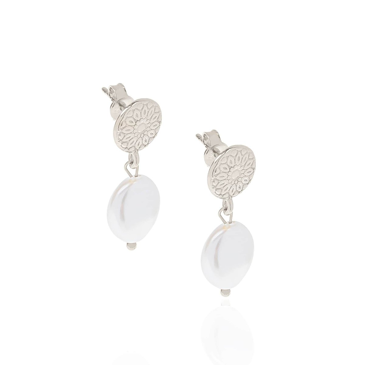 Kolczyki srebrne z perłami monetkami