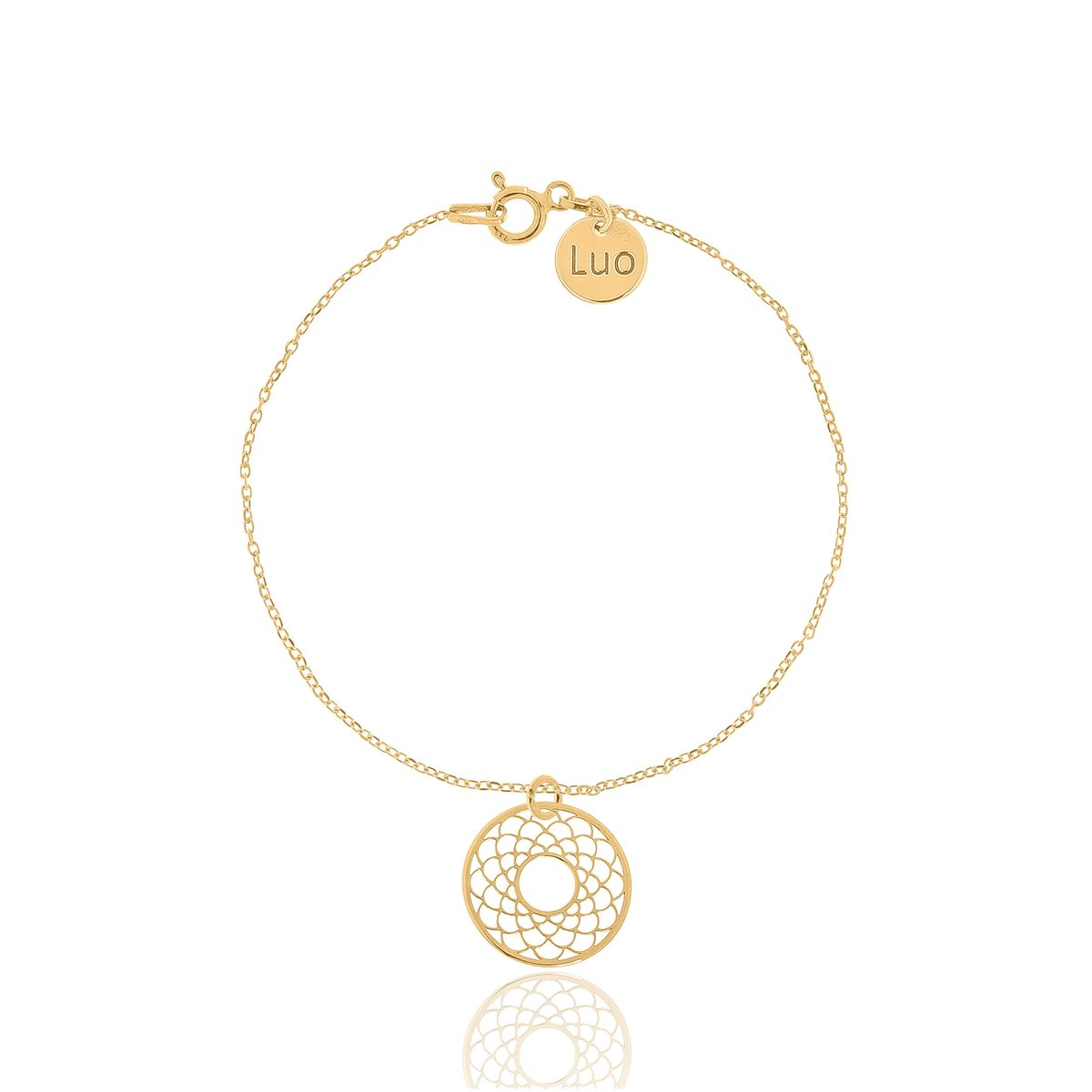 Bransoletka srebrna pozłacana z rozetką