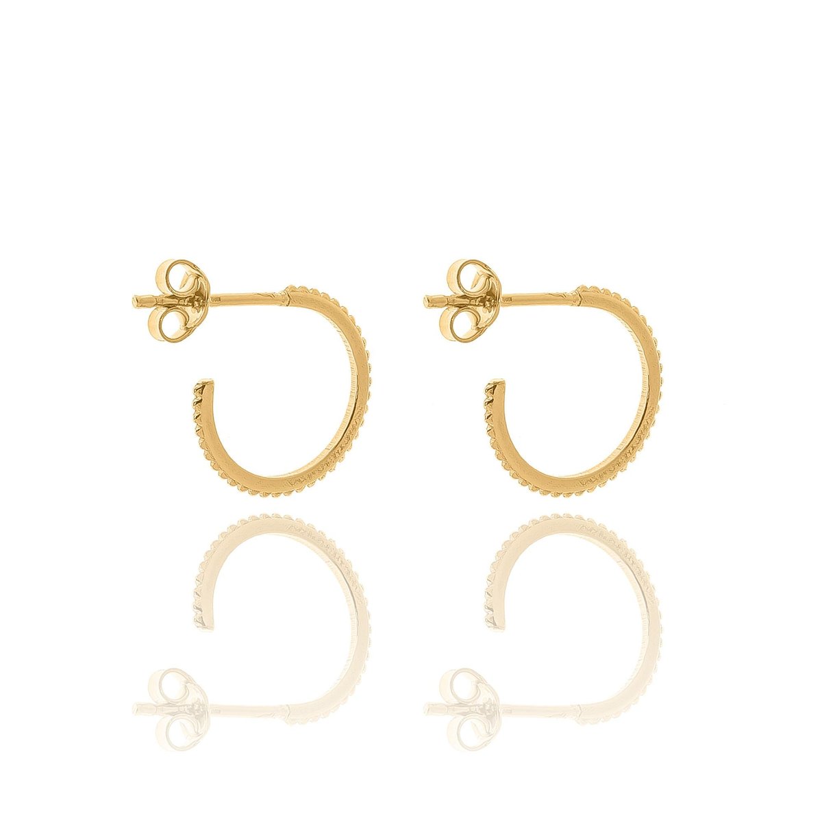 Kolczyki srebrne pozłacane półkola z kolcami