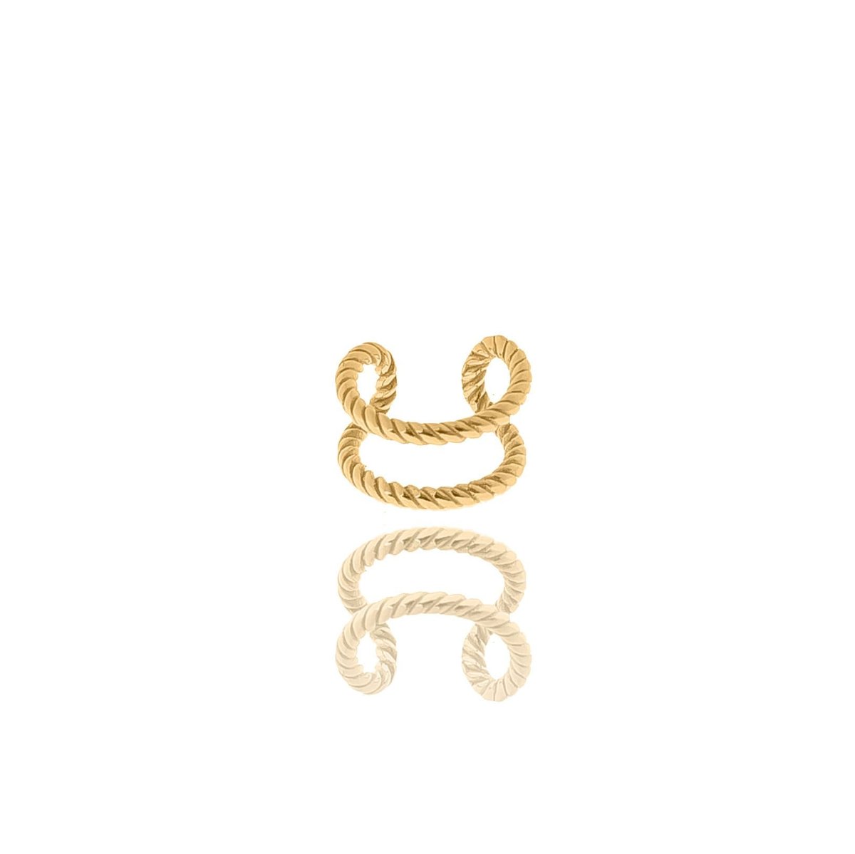 Nausznica srebrna pozłacana z plecionym wzorem