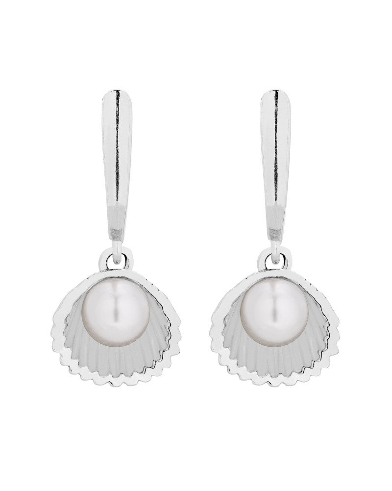 Srebrne kolczyki z muszelkami i perłą SWAROVSKI® CRYSTAL