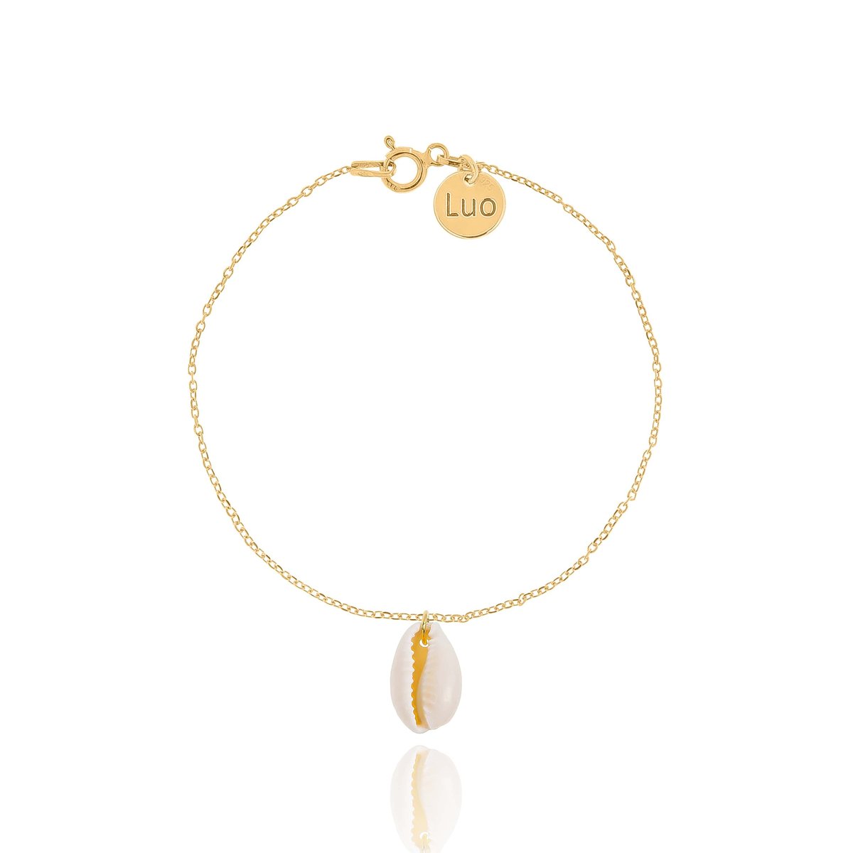 Bransoletka srebrna pozłacana z muszelką kauri