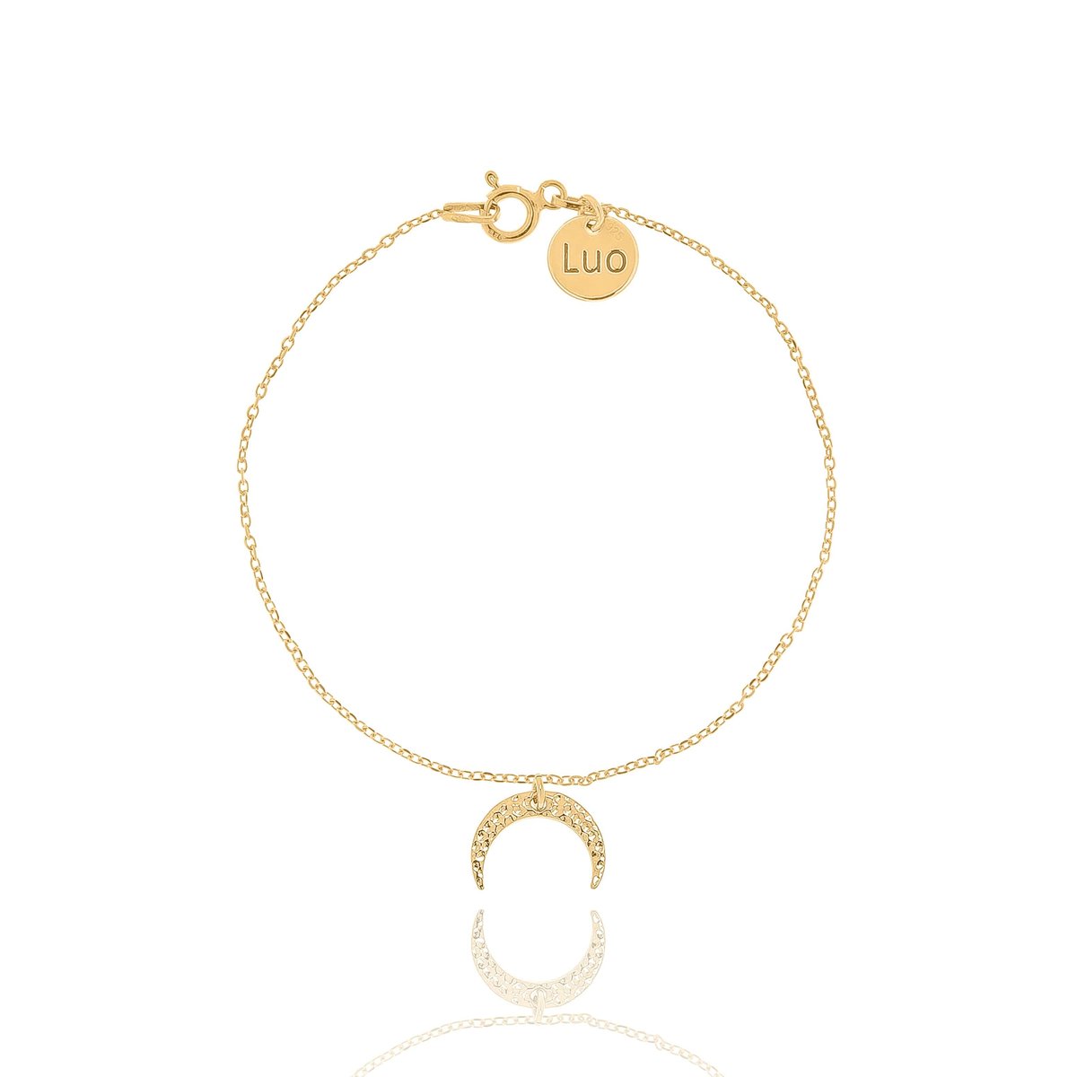 Bransoletka srebrna pozłacana z młotkowanym księżycem