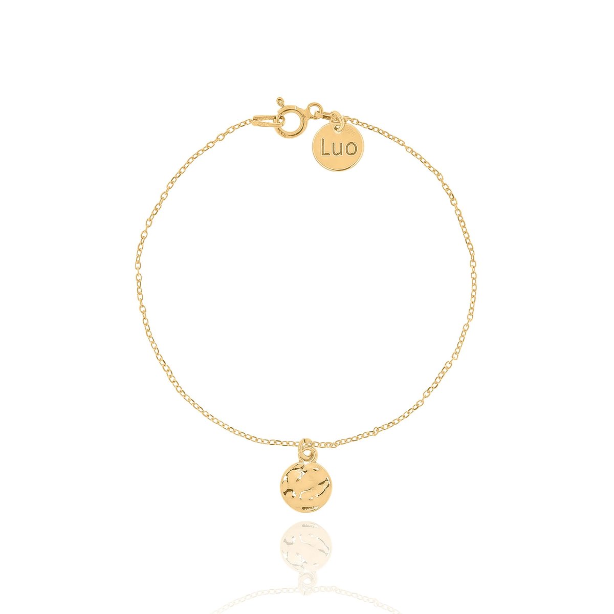 Bransoletka srebrna pozłacana z młotkowanym kółeczkiem