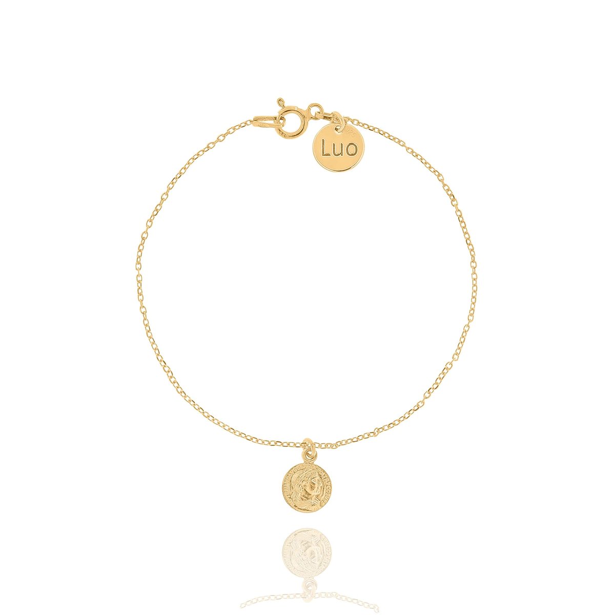 Bransoletka srebrna pozłacana z monetą