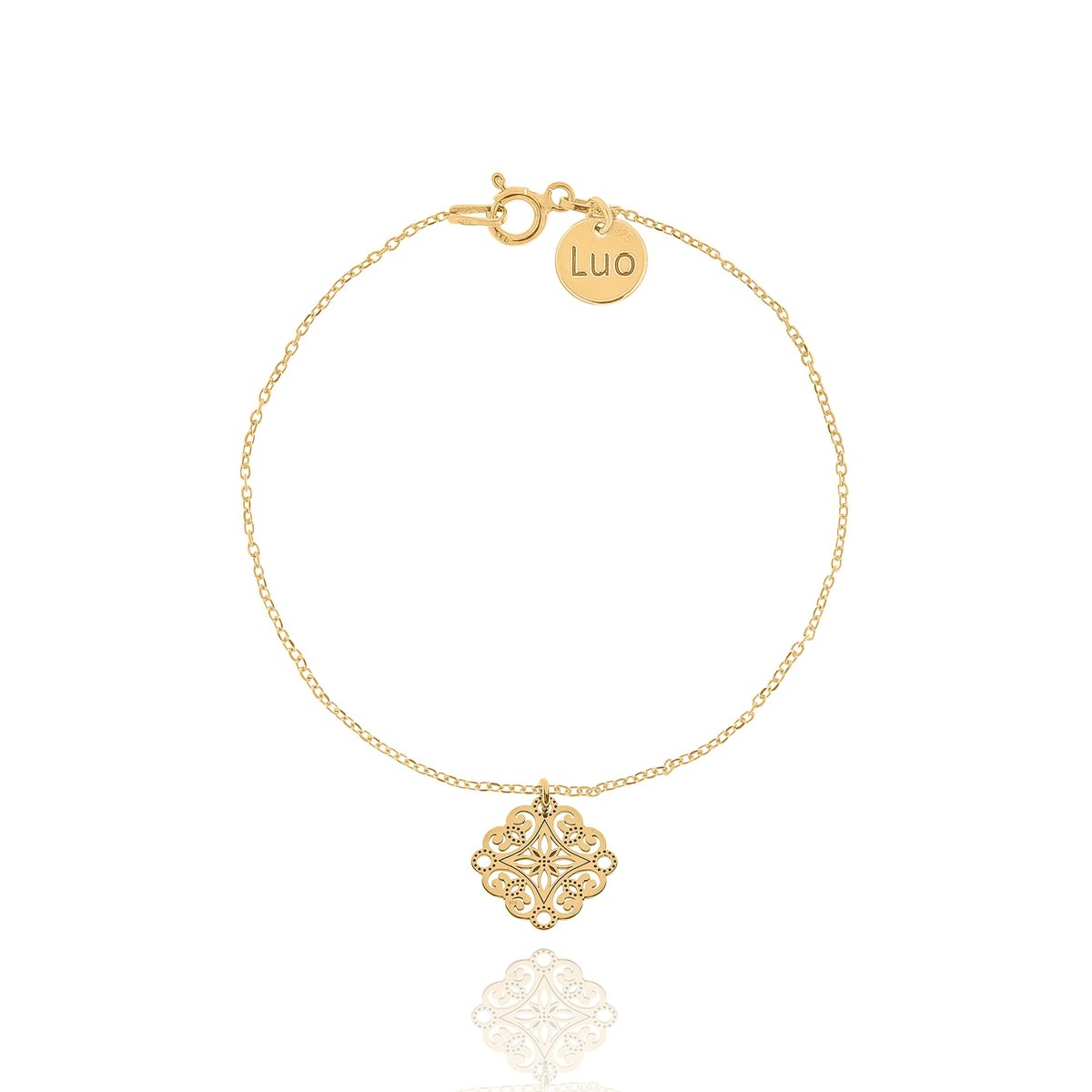 Bransoletka srebrna pozłacana z rozetką