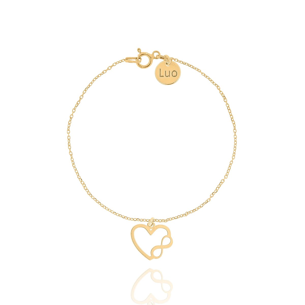 Bransoletka srebrna pozłacana z sercem i nieskończonością