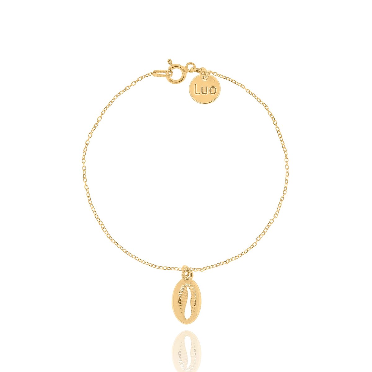 Bransoletka srebrna pozłacana z odlewaną muszelką kauri