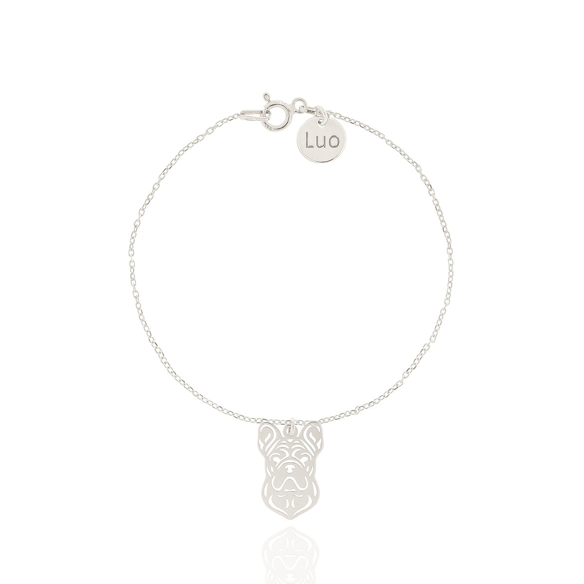 Bransoletka srebrna z psem Buldogiem Francuskim