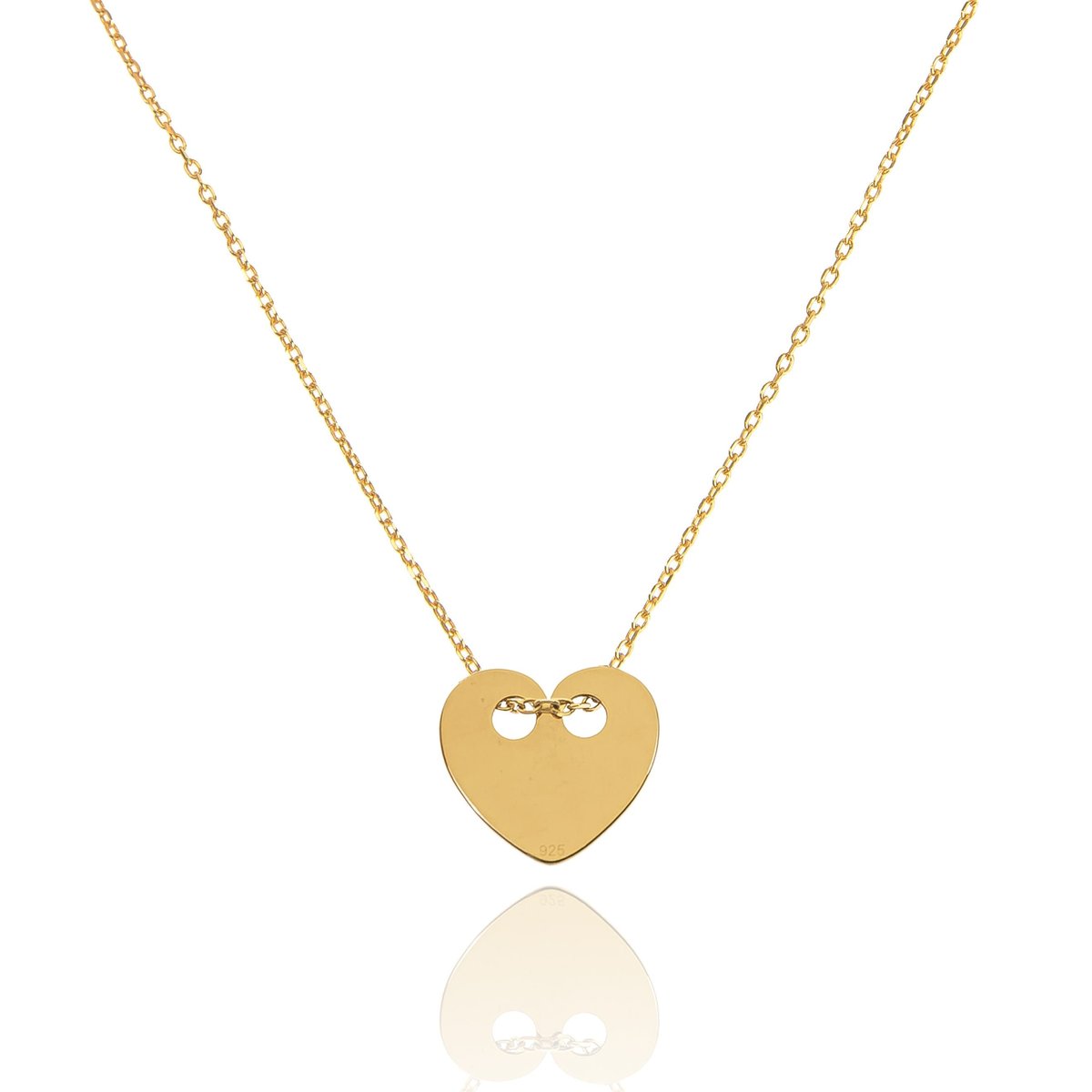 Naszyjnik srebrny pozłacany z sercem 45 CM