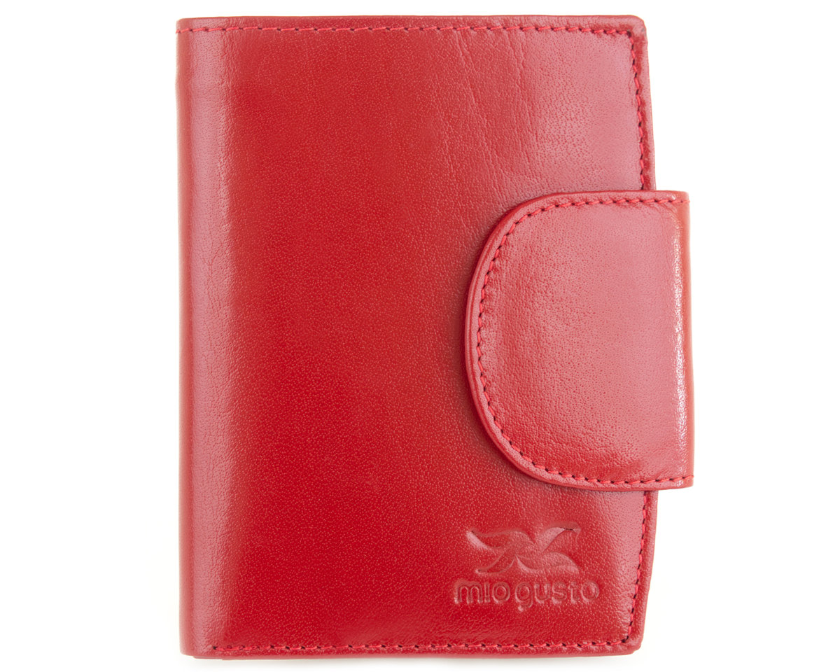 Portfel damski Alice - skórzany, czerwony na zatrzask