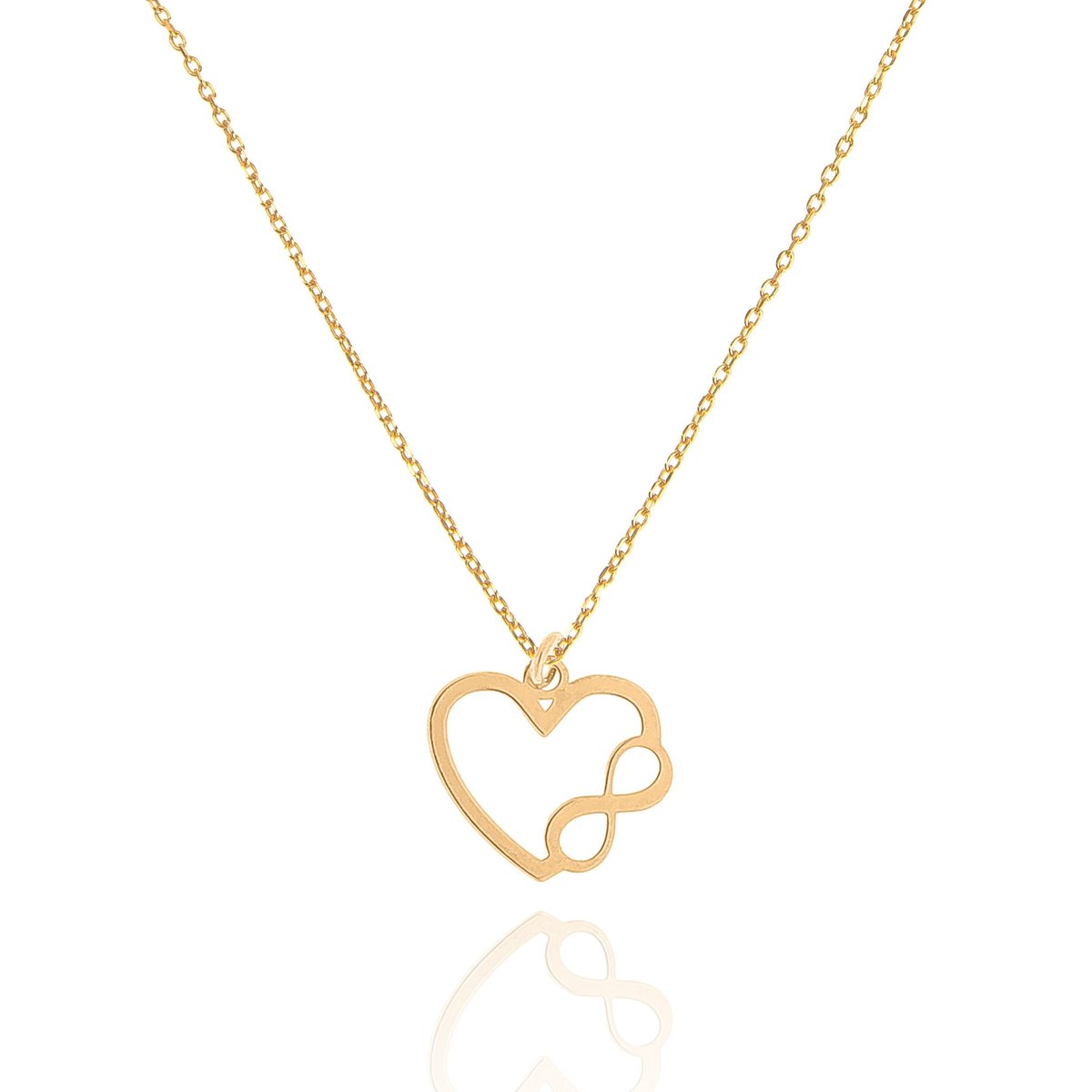 Naszyjnik srebrny pozłacany z sercem i nieskończonością 42 CM